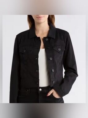 PAIGE Black Cropped Denim Jacket